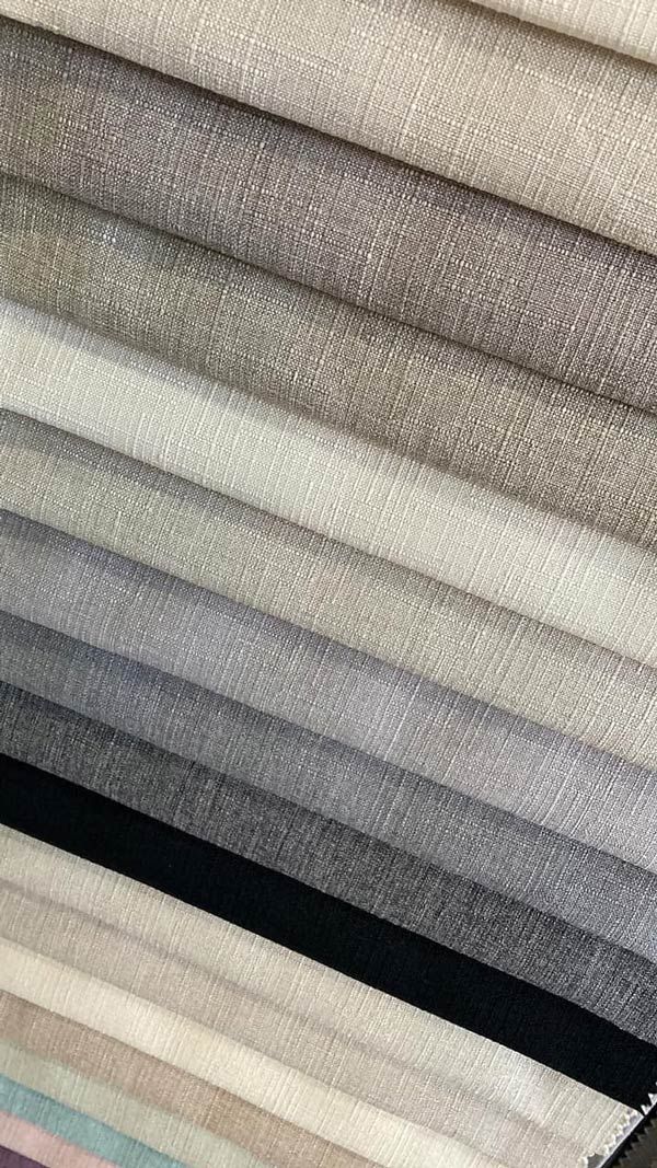 Stack of Folded Neutral-toned Fabric Swatches in Beige, Grey, and Black Diagonals — Paint Place Cowra in Cowra, NSW