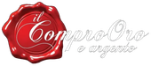 Logo con sigillo di ceralacca rossa e scritta bianca in corsivo “il Comprovino e company”