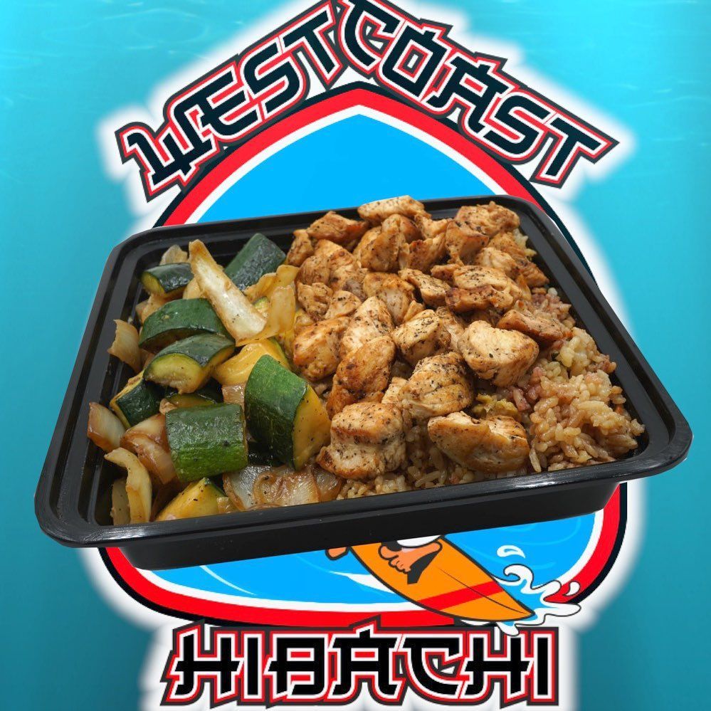 A container of food from west coast hibachi