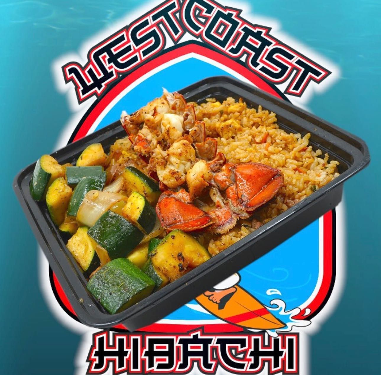 A container of food from west coast hibachi