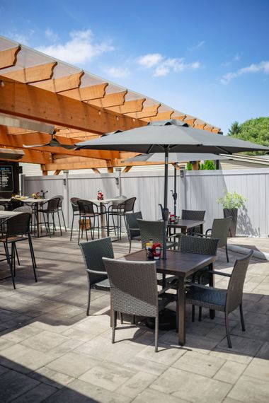 outside patio seating area