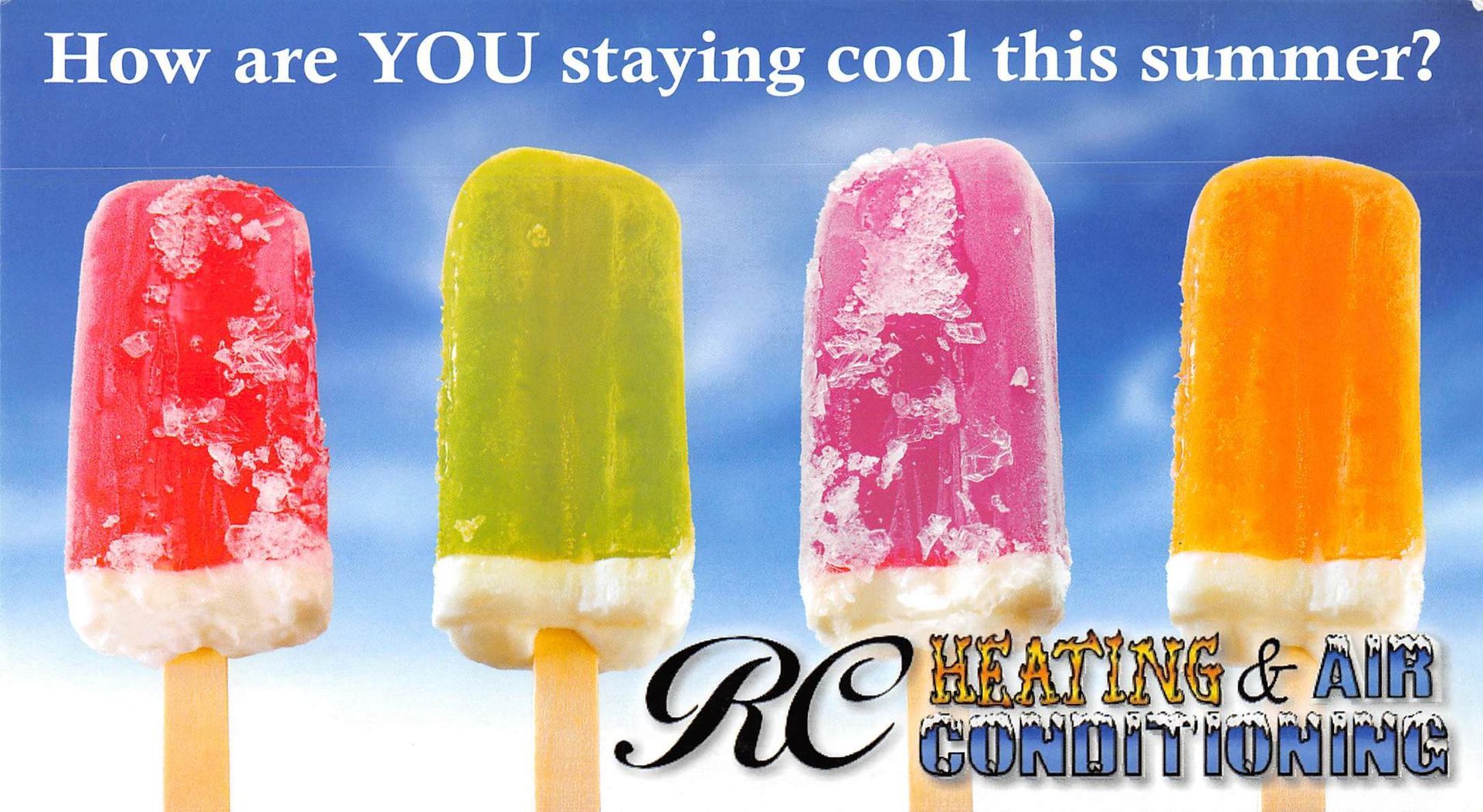Four colorful popsicles on sticks, with text