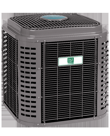 Gray outdoor air conditioning unit.