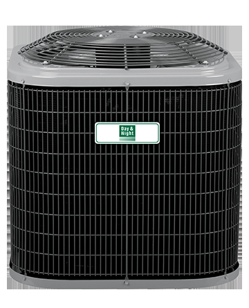 Gray and black outdoor air conditioner unit.