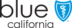 The blue california logo is a blue shield with a caduceus on it.