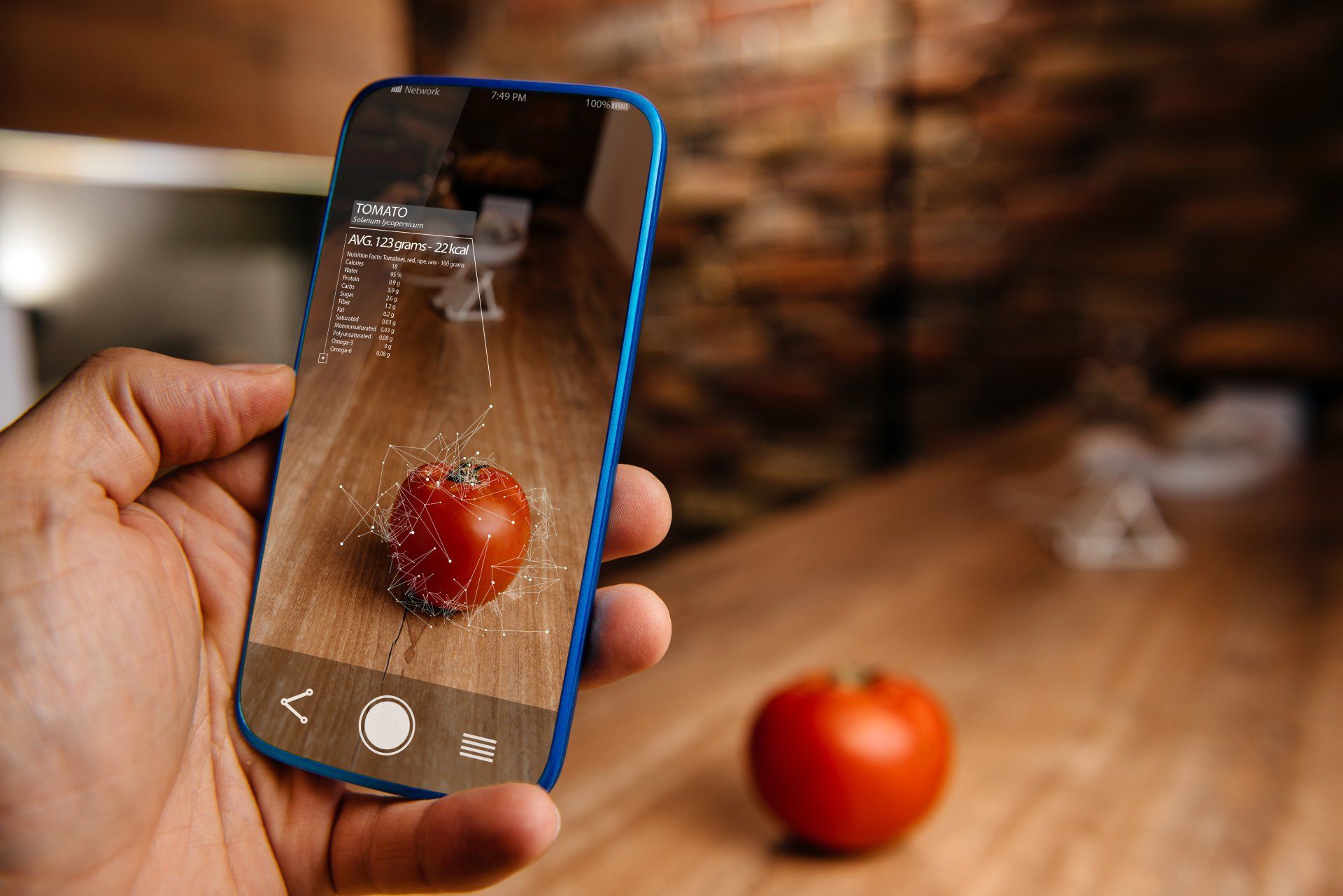 Analyse d'une tomate avec de la réalité augmentée pour présenter les avantages