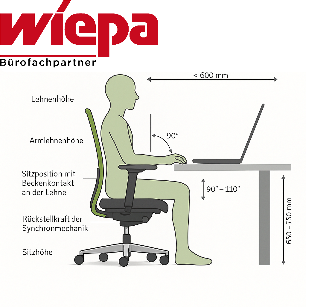 Richtige Sitzhaltung am Schreibtisch. Anleitung 