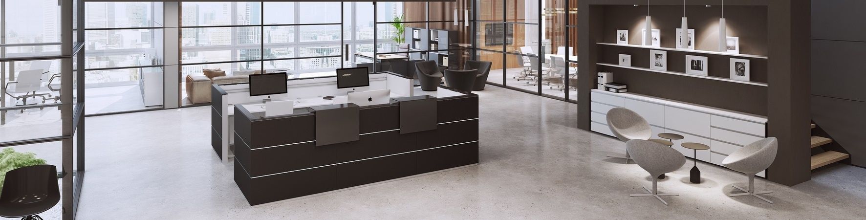 Großer Empfang mit Holz- und Pastelltönen – stilvoller Mix aus Funktion & Design