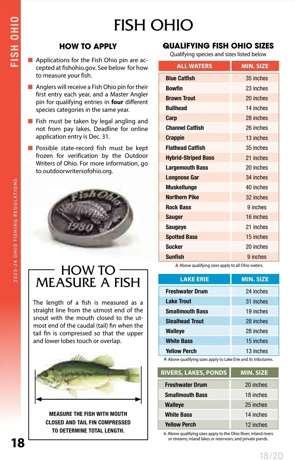 A page of a magazine with a picture of a fish and how to measure a fish.