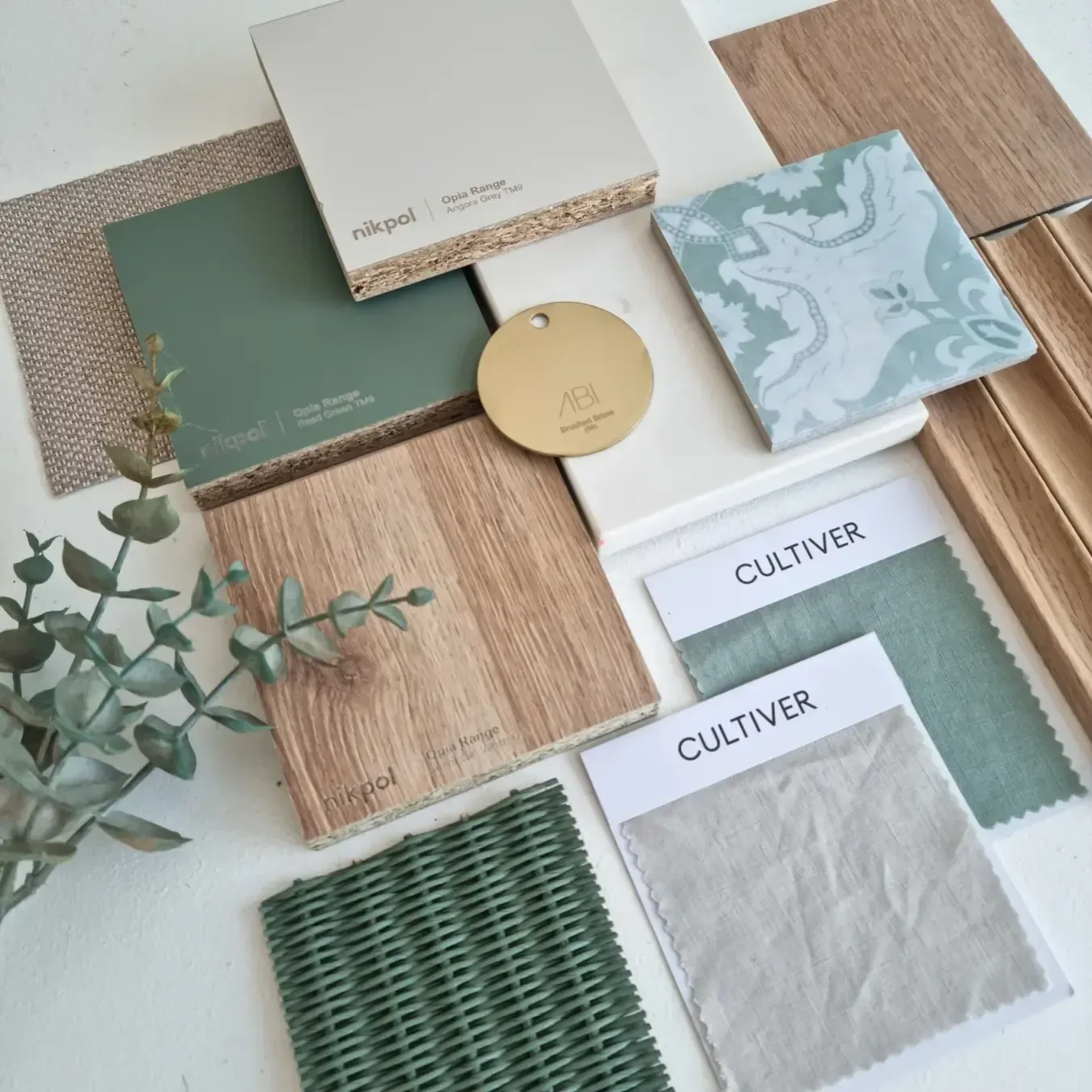 Interior design portfolio, interior design inspiration, natural wood look interior design sample board