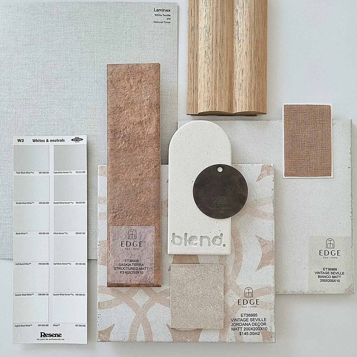 Interior design portfolio, interior design inspiration, natural concrete interior design sample board