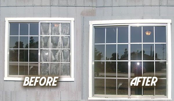 A before and after picture of a window