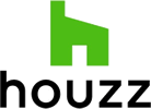 The houzz logo is green and black and looks like a house.
