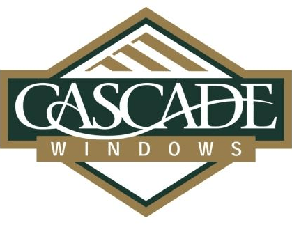 A logo for cascade windows with a mountain in the background