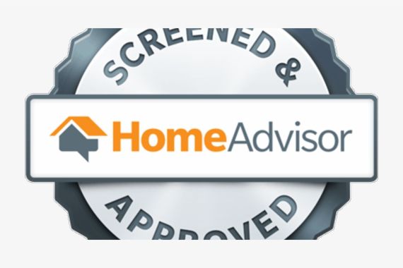 A screened and approved home advisor logo on a white background