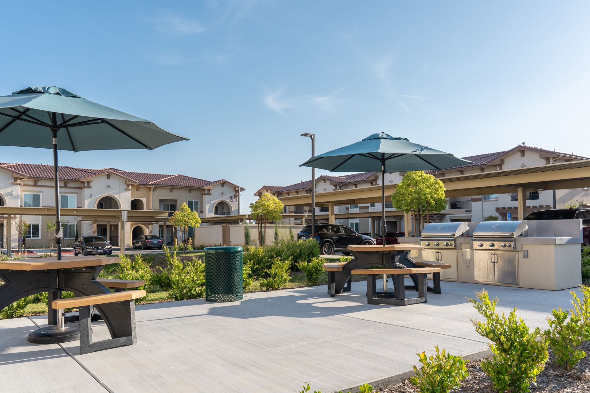 Picnic tables and BBQ courtyard