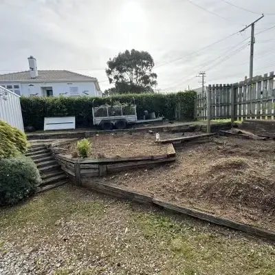 After: garden beds cleared and overgrowth removed as part of a section clean-up in Mornington, Dunedin.