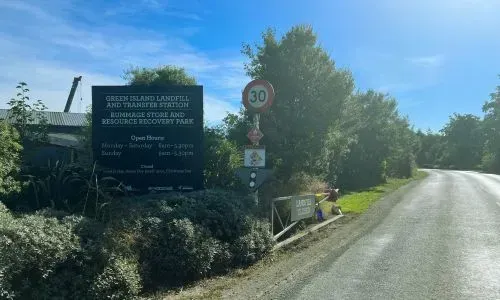 Green Island landfill and transfer station in Dunedin, showing the official waste disposal site context.