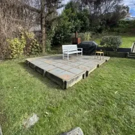 After: Weed removal from paved patio and outdoor relaxation area, Roslyn.