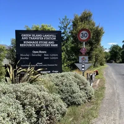 Entrance to the Green Island Transfer Station in Dunedin, where property waste is taken for compliant disposal.