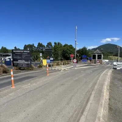 Weighbridge at the Green Island Transfer Station in Dunedin used to measure load capacity for waste disposal.
