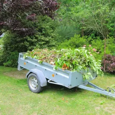 Sorted green waste loaded for disposal in Dunedin, showing how debris is handled during a section tidy.