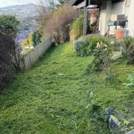 After: Sloped yard trimmed back and tidied at a Waverley, Dunedin property.