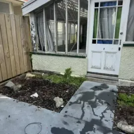 After: Rubbish removed and entrance area cleaned at a residential property in North Dunedin, Dunedin.
