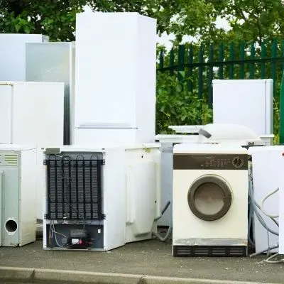 Old whiteware appliances, such as fridges and washers, are ready for removal in Mosgiel, Dunedin.