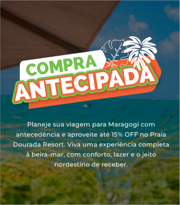 Papai Noel ao lado de anúncio natalino “Magia do Natal” na Praia Dourada Resort, com data 22/12/2025.