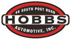 Logo for Hobbs Automotive, Inc., with red and black oval border, and the address "46 South Post Road."