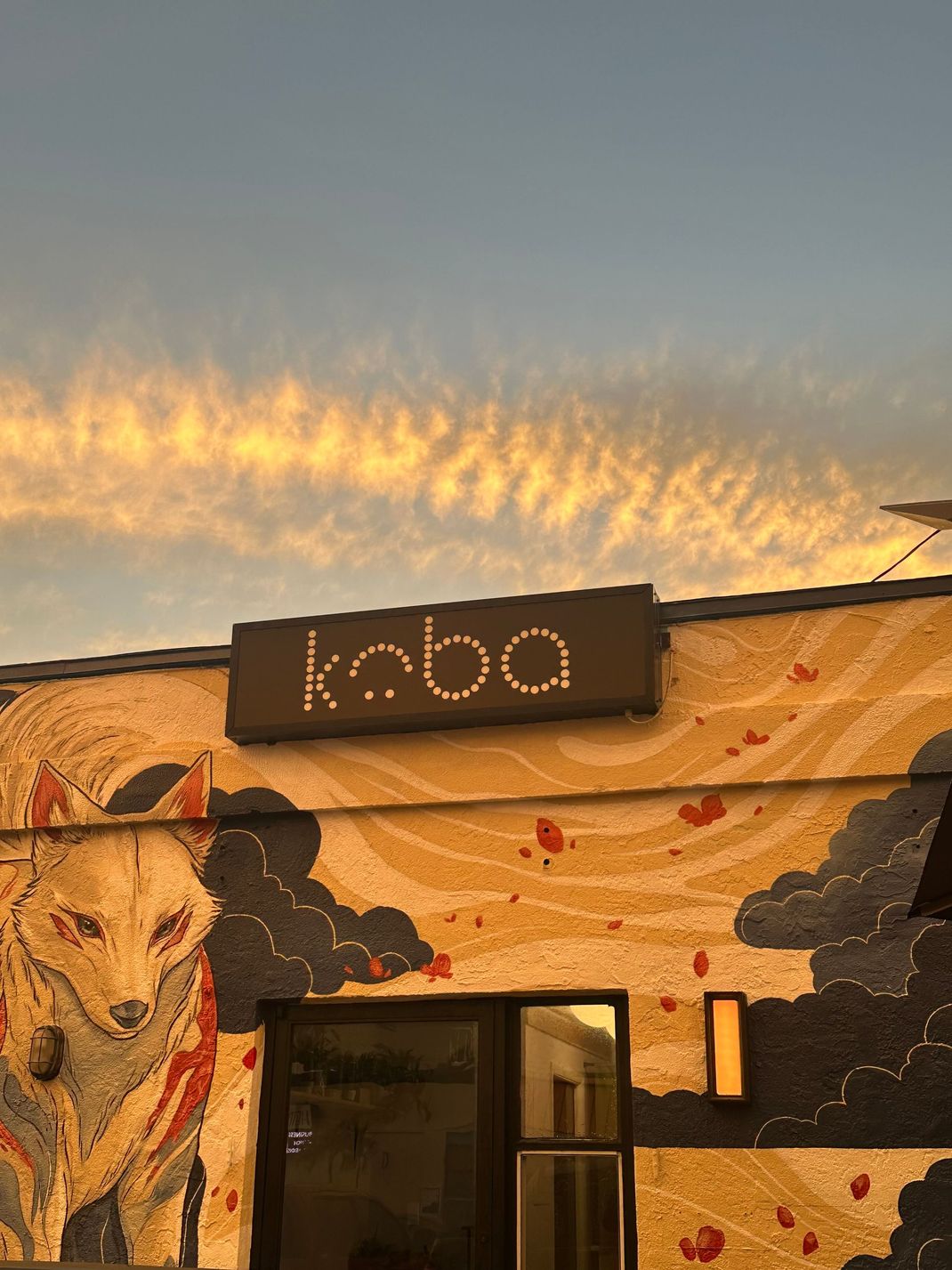 koba building with sunset
