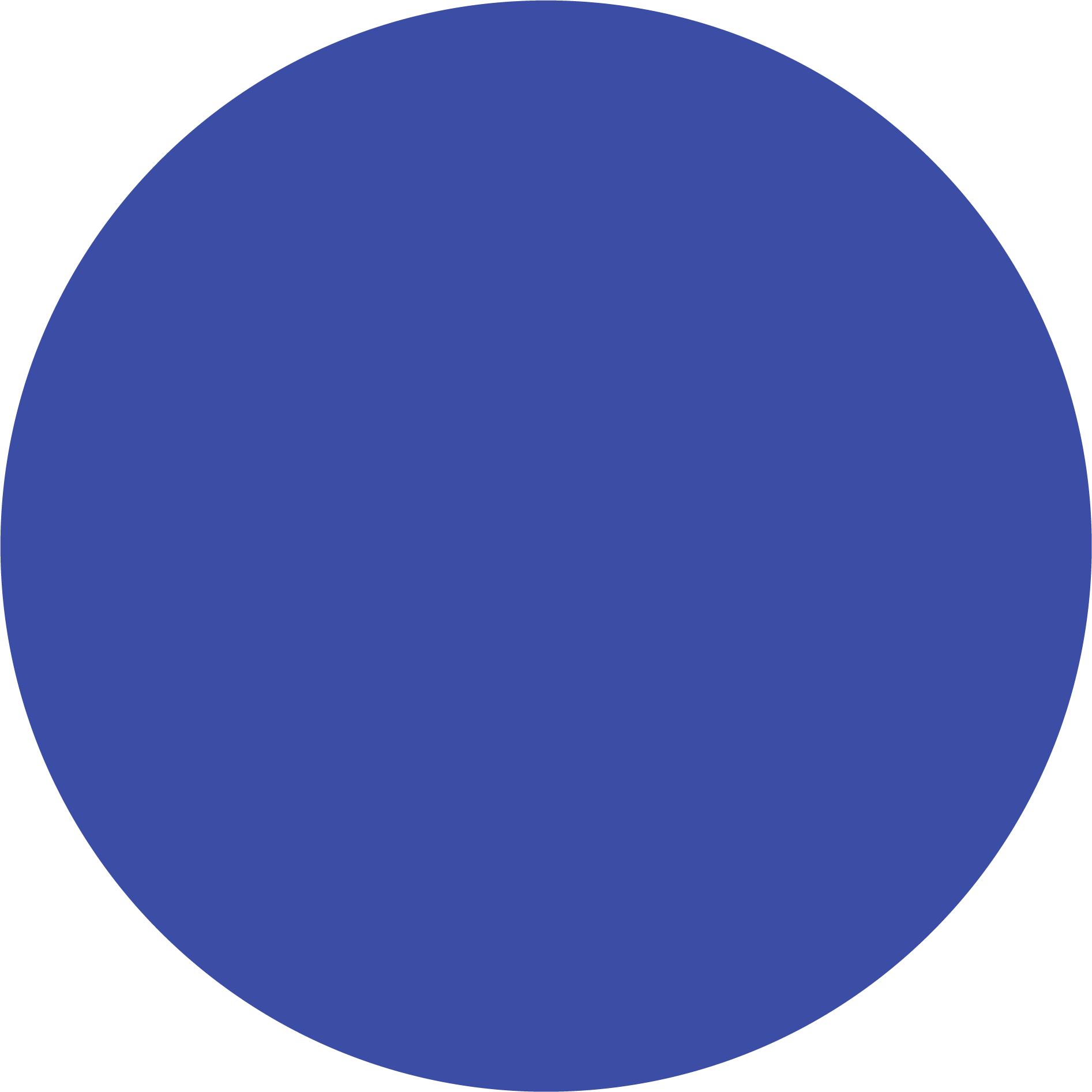 Blue circle with four small dots on its circumference.