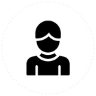 Black silhouette of a person inside a dotted circle.