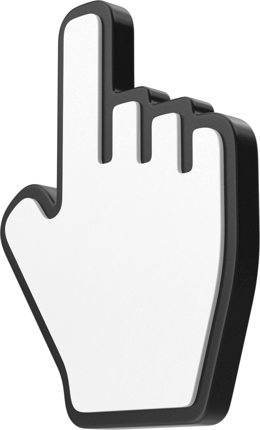 Black and white hand cursor pointing upwards.