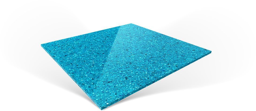 Blue glittery diamond-shaped sheet on a white background