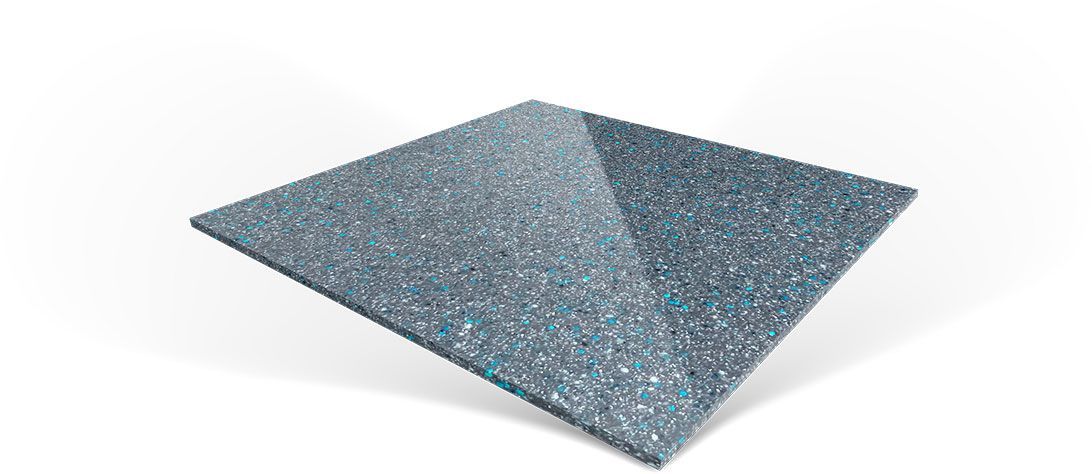 Gray textured square sheet folded into a low, four-sided pyramid on a white background