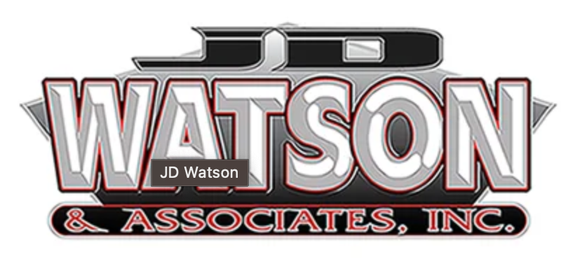 JD Watson & Associates, Inc. logo in black, white, and red with bold metallic lettering