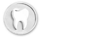 A white tooth in a white circle on a white background.
