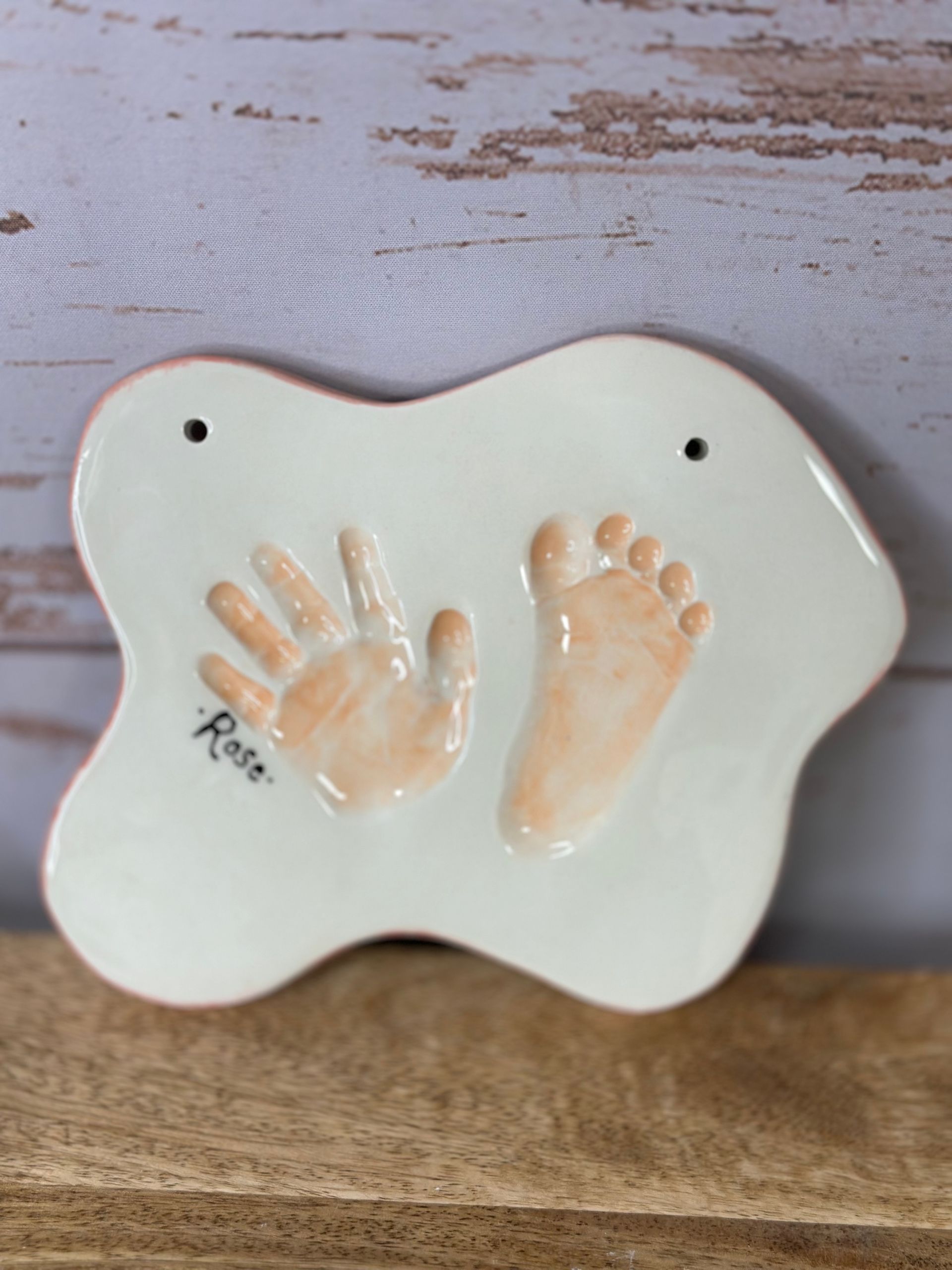 Clay imprints finished in gentle orange
