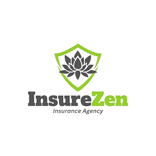 A logo for an insurance agency with a lotus flower on a shield.