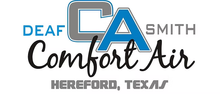 Deaf Smith Comfort Air logo with blue and gray text, Hereford, Texas