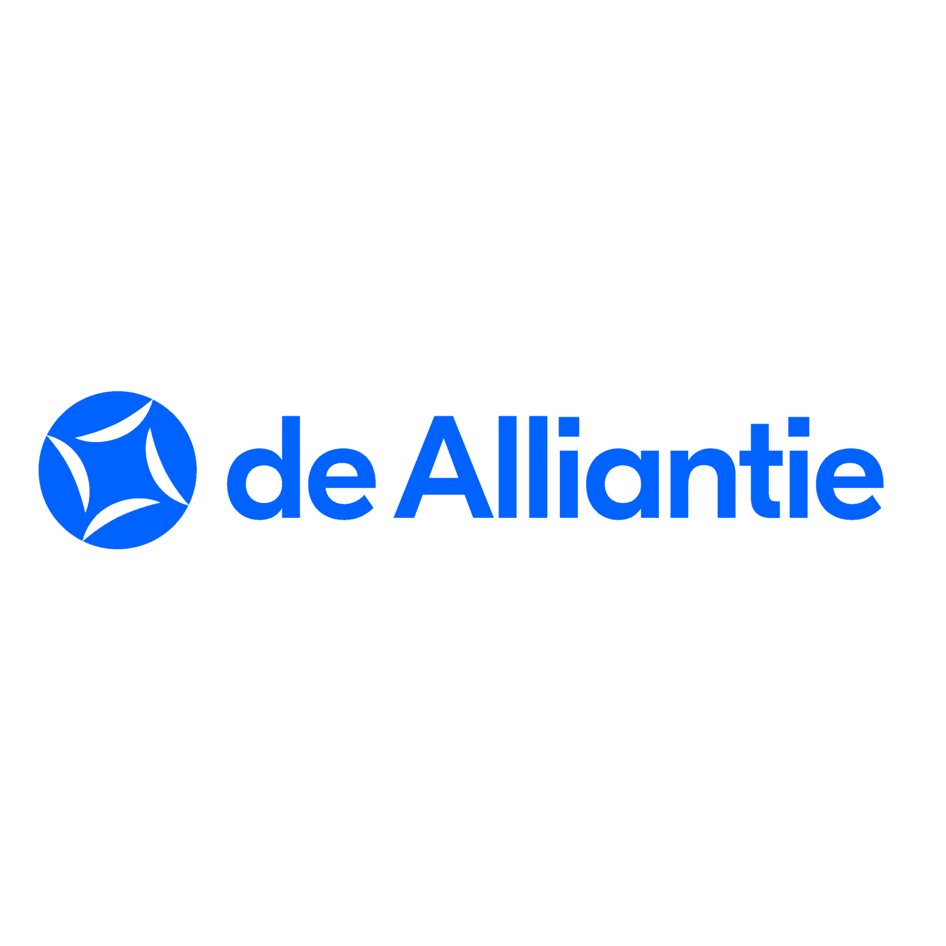 Blauw logo met een gestileerd wereldbolpictogram en de tekst 