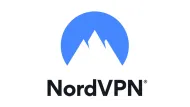 El logotipo de NordVPN es un círculo azul con una montaña en el medio.