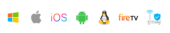 Una imagen borrosa de logotipos de Apple, iOS, Android, Fire TV y Windows.