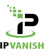 Un logotipo negro y verde para IP Vanish con un círculo verde alrededor.