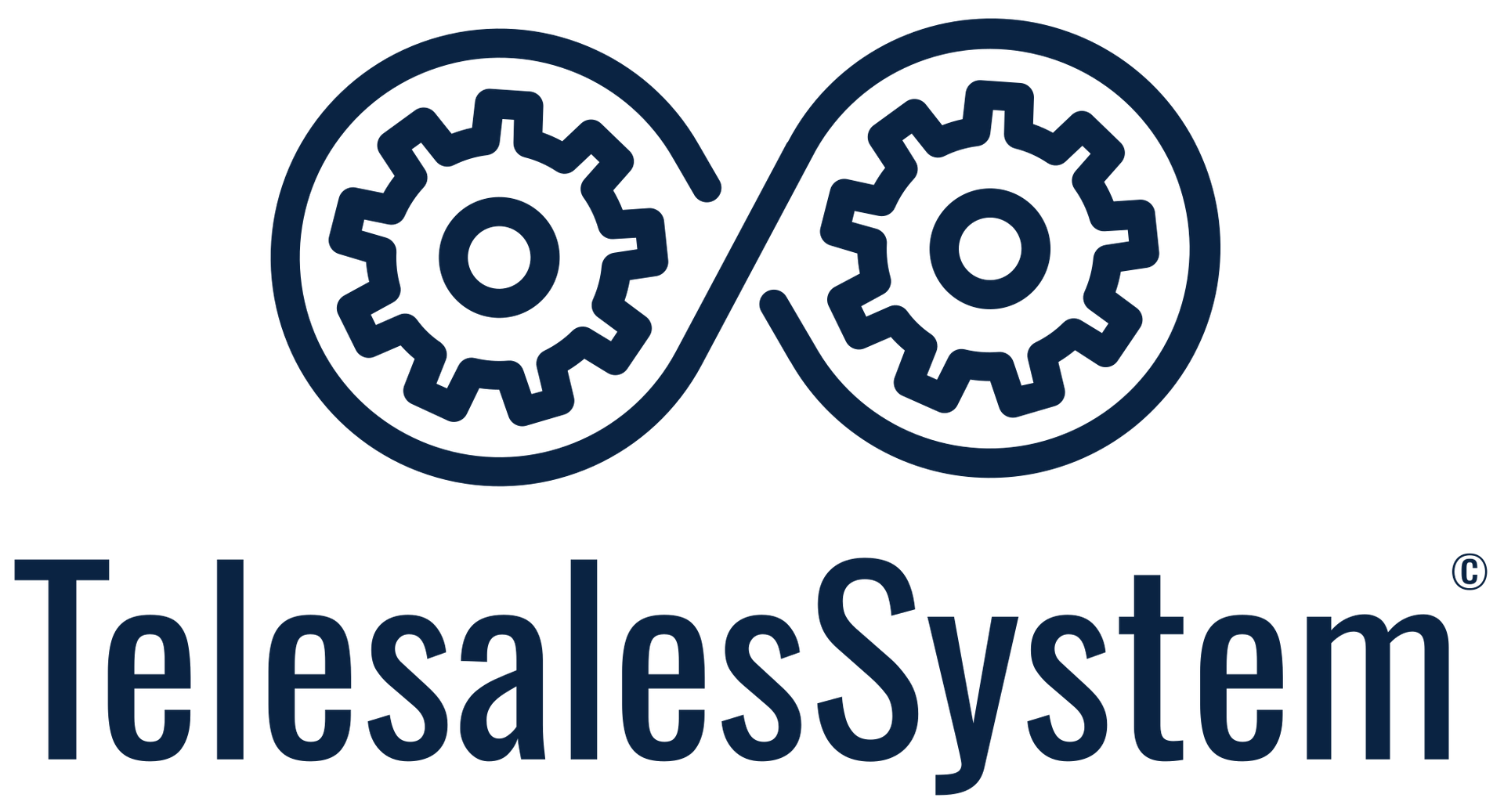 Logo: Zwei ineinandergreifende Zahnräder in Form einer Acht, darunter der Text „TelesalesSystem“.