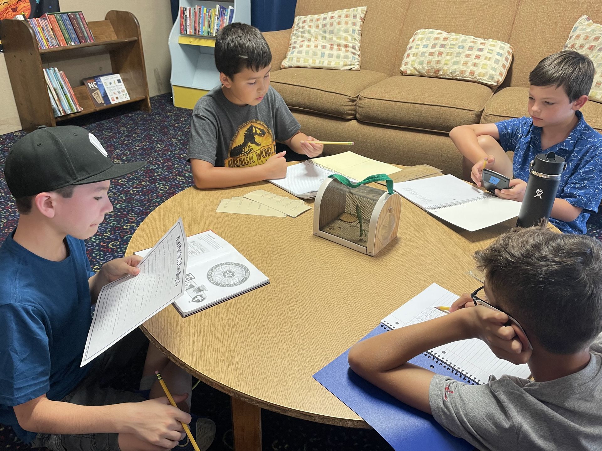 montessori child working with research activity