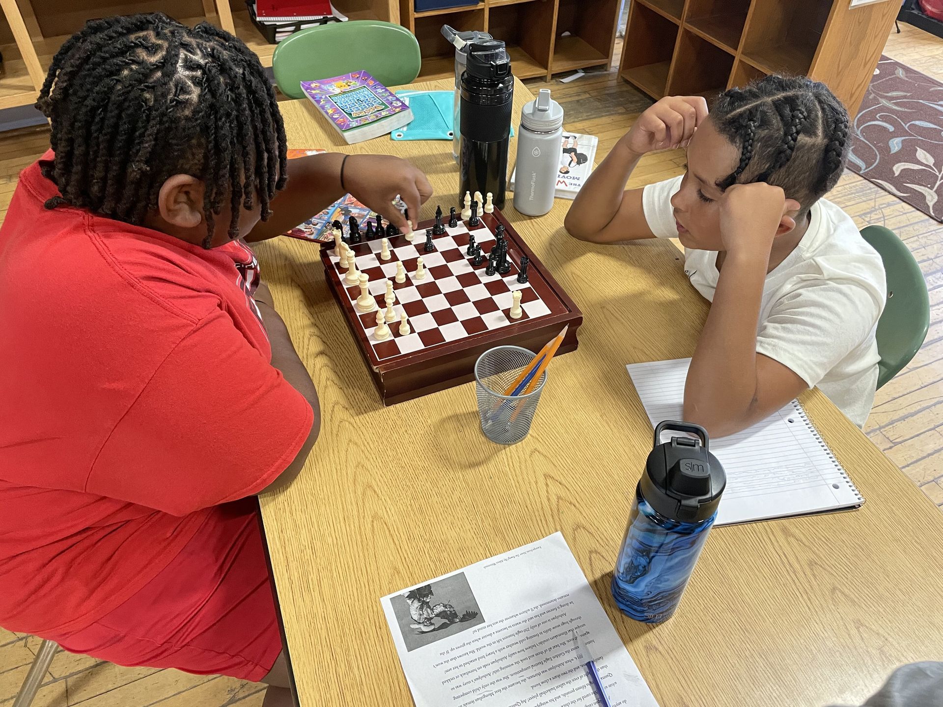 Montessori children working in the classroom 