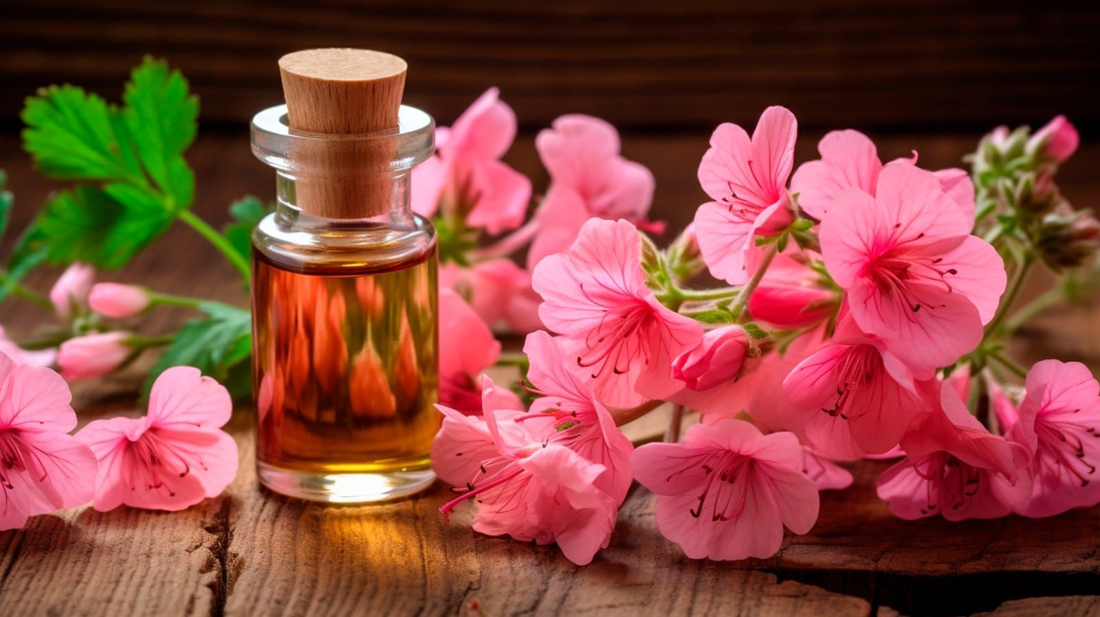 Rose Geranium Oil  in a bottle